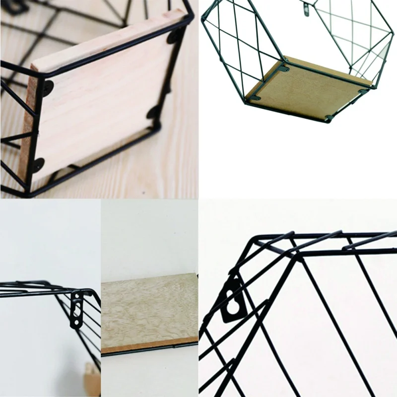 Скандинавские железные шестиугольные настенные плавающие полки комбинированные настенные подвесные геометрические фигуры настенные украшения для гостиной спальни