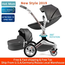 Горячая мама детская коляска 3 в 1 дорожная система с люлькой и автокреслом функция вращения 360 °, роскошная коляска F023