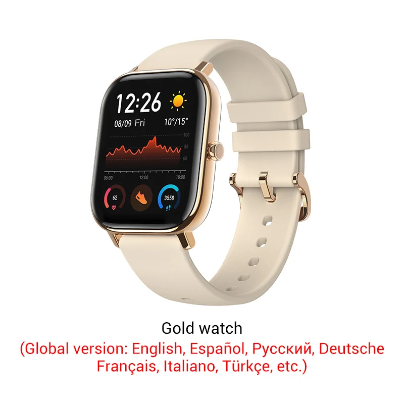 Gold color Amazfit GTS глобальная версия Смарт-часы 5ATM водонепроницаемые умные часы 14 дней батарея gps управление музыкой - Цвет: Gold color