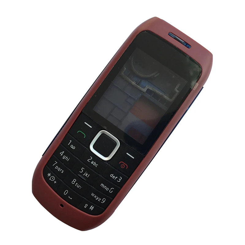 Красный ZUGZUC пластиковый полный корпус для Nokia 1616 Полный Чехол для мобильного телефона+ английская клавиатура+ логотип - Цвет: Красный
