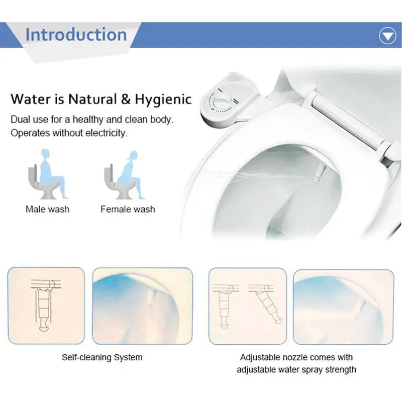 Adjustable Non-electric Bidet Fresh Water Spray Toilet Seat Nozzle Attachment for Toilet Spray Nozzle Women Bidet Washing Gun