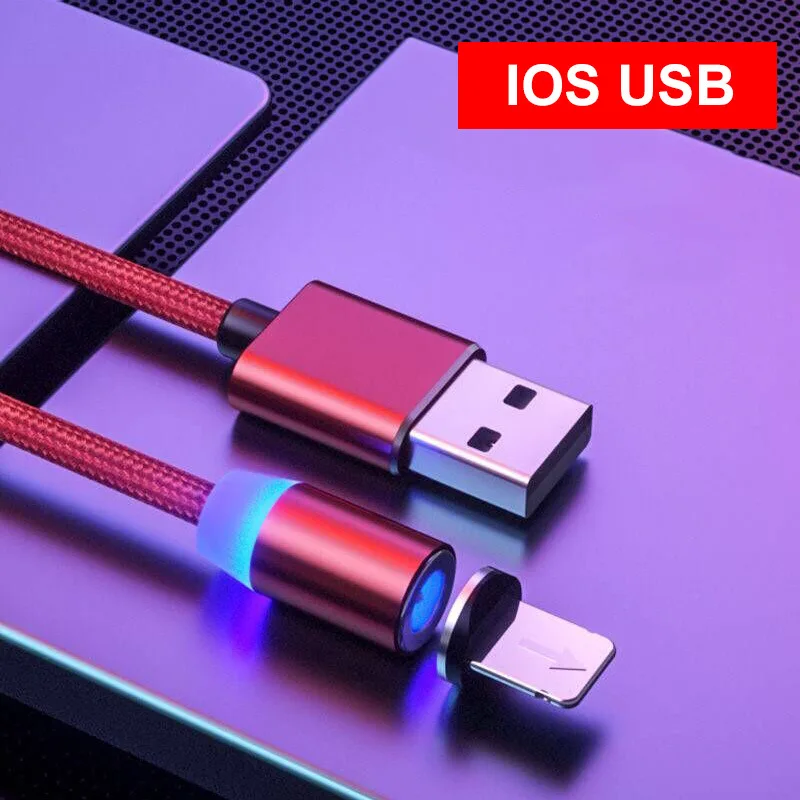 Red for Apple DUSH нейлоновый Магнитный зарядный кабель для передачи данных три в одном Универсальный для TypeC/Micro/Lightning, доступен в 1 и 2 метрах - Цвет: Red for Apple