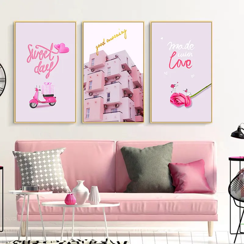Настенная живопись для девочек Розовый Электрический автомобильный
