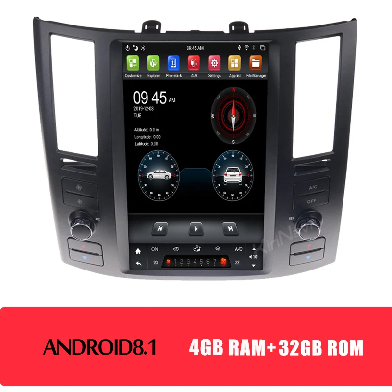 Android Car Radio KiriNavi вертикальный экран Tesla стиль 11," Android 8,1 Автомобильная магнитола для Infiniti FX FX25 FX35 FX37 автомобильный dvd-плеер gps навигация - Цвет: Android Car Radio