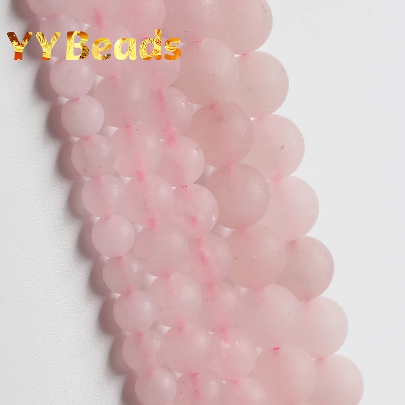 

Dull Polish Matte Natural Rose Pink Quartz Stone Beads Round Loose Beads For Jewelry Making DIY Charm Bracelet 15" 4 6 8 10 12mm