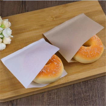 

100pcs 12x12cm Biscuits Doughnut Paper Bags Oilproof Bread Craft Bakery Food Packing Kraft Sandwich Donut Bread Bag