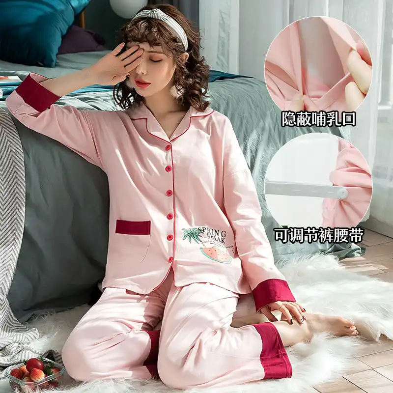 Spring Autumn Cotton Maternity Nursing Pajamas Pregnant Sleepwear Breastfeeding Pyjamas Maternity Postnatal Pregnancy Pajama Sleep Lounge Aliexpress