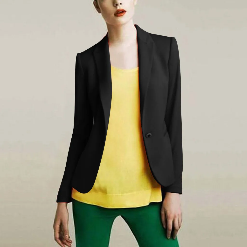

chaquetas mujer 2019 Women Casual Solid Color Long Sleeve Button Slim Cardigan Coat Jacket chaqueta mujer veste femme winter