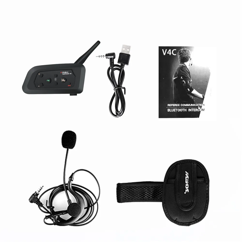 Motorcycle Bluetooth walkie talkie V4C National Level 5 waterproof 530mAh battery Headphone wireless walkie talkie Headset