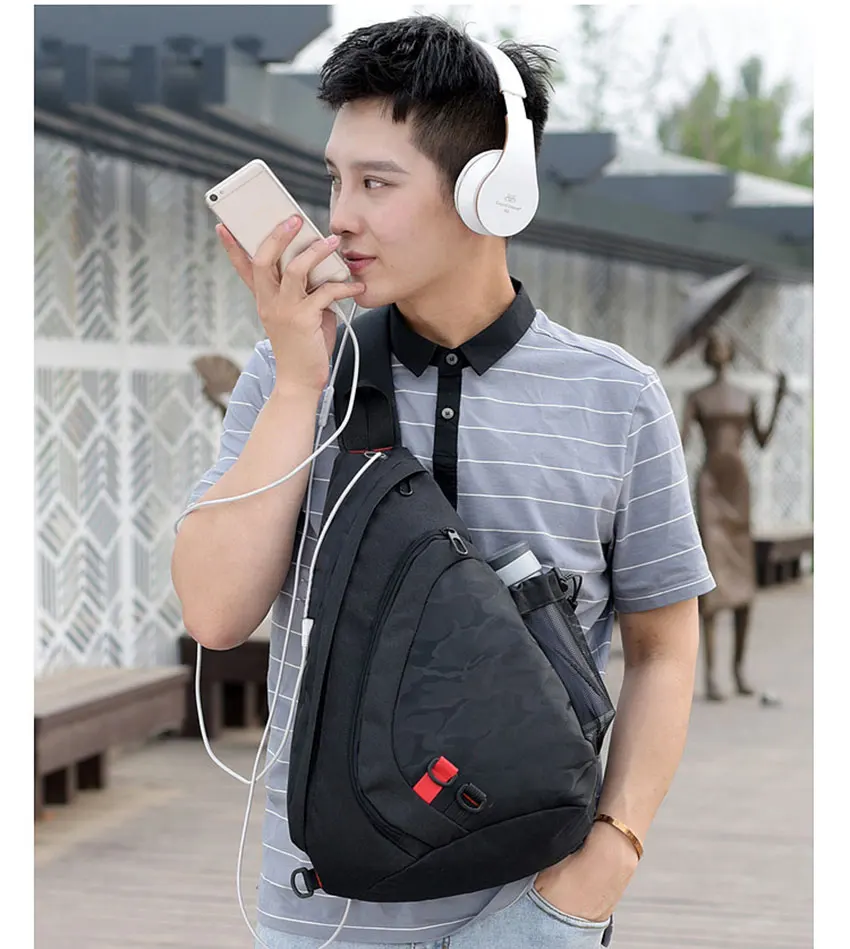 IUX Sling Bag Наплечная упаковка сумки через плечо мужская сумка через плечо с usb-портом для зарядки маленькая сумка мужской кошелек