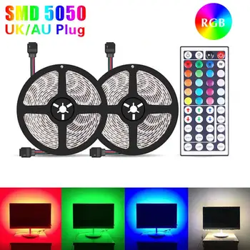 

2pcs 5m 5050 SMD RGB Strip Light 300 LED Laptop Decor Backlight Lamp Tape with 44keys Remote Control Home Bedroom Decor