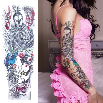

Waterproof Temporary Tattoo Sticker Japanese style prajna Erlang God flower full arm fake tatto flash sleeve tatoo for men women