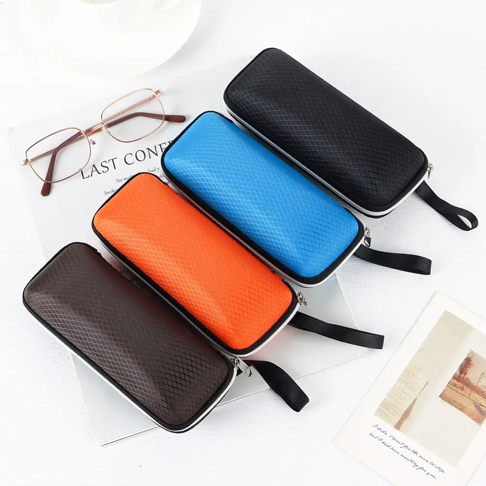 

1PC Portable Eyewear Cases Cover Sunglasses Holder For Women Men Hard Glasses Box With Lanyard Solid Zipper Eyeglass Protector