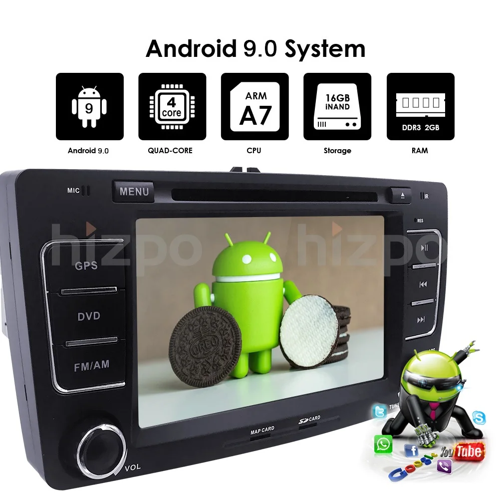 Flash Deal Android 9.0 Car Multimedia player GPS Autoradio 2 Din 7 Inch For SKODA Octavia 2009-2013 Bluetooth IPOD FM Radio RDS WIFI DVR SD 4