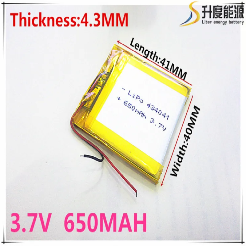 Free shipping 3.7 V 434041 lithium-ion polymer battery 650 mah vehicle traveling data recorder LED speakers toys | Электроника