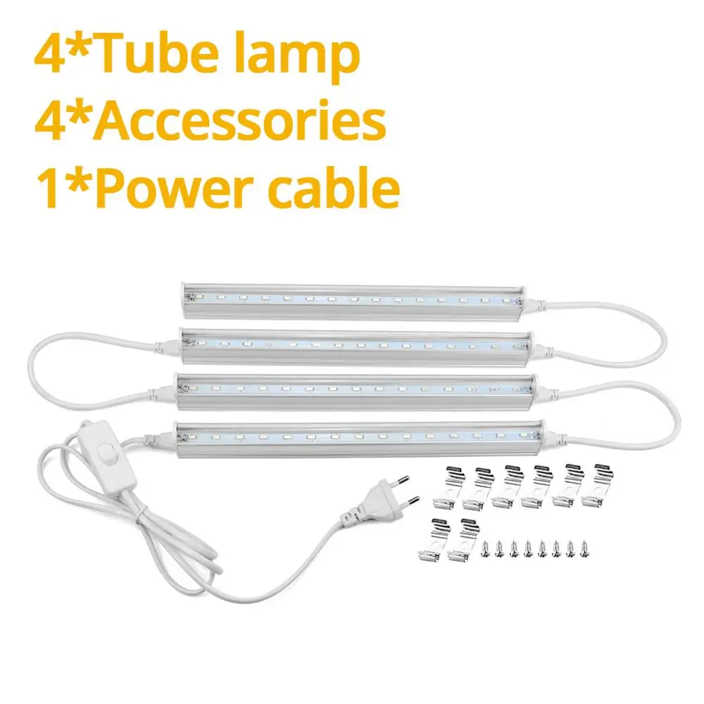4XTube and 1XPlug Светодиодный Фито лампа с полным спектром для выращивания растений светильник T5 Светодиодная трубчатая лампа для выращивания растений с питанием от источника 110V 220V для Гроу тенты для овощей цветок лампа - Испускаемый цвет: 4XTube and 1XPlug