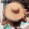 NEW Women Large Wide Brim Summer Hat for Women Natural Raffia Straw Hat Sun Protection Hats Gilrs Panama Beach for wedding ► Photo 1/6