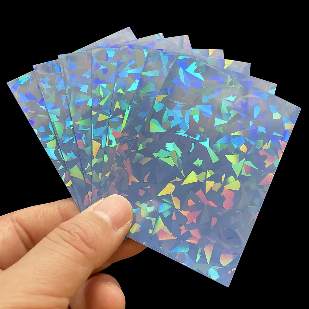 Playing Card Cover 100PCS Broken Gemstone Glass Laser Flash Card Film Holographic Idol Photo Cards Sleeves MTG Protector