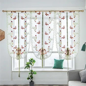 

Topfinel Butterfly Tulle Fantasy Roman Sheer Curtain Embroidered Voile Curtains Tulle for Kitchen Living Room the Bedroom Panel