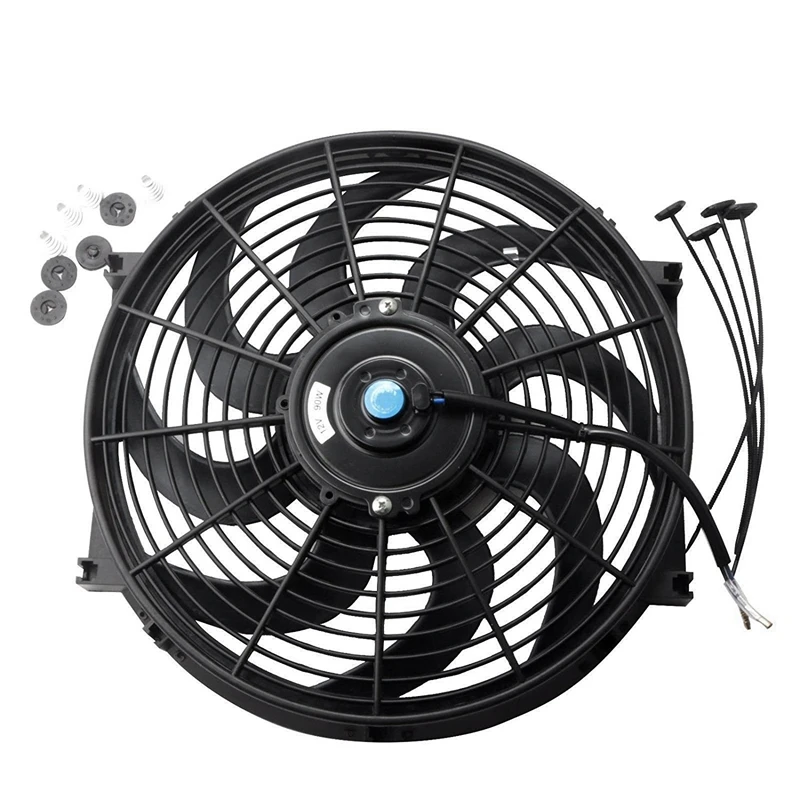 9/" inch Universal Slim Fan Push Pull Electric Radiator Cooling 12V Black Kit