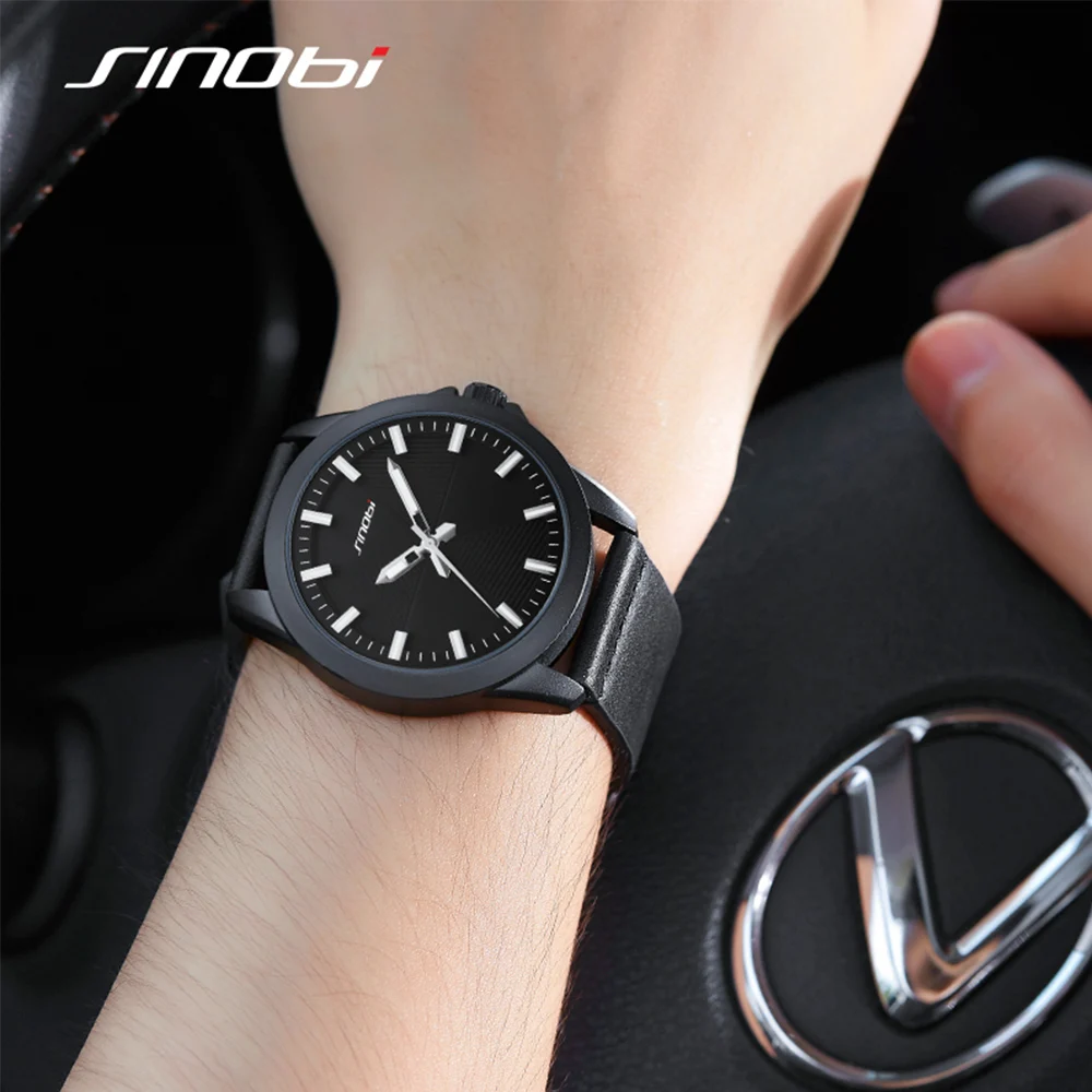 2019 New SINOBI Mens Watches Simple Sports Military Watches Men's Luxury Brand Fashion Casual Brown