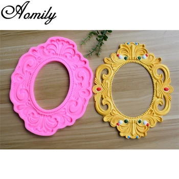 

Aomily Wedding Big Size Photo Mirror Frame Cake Silicone Fondant Mold Mousse Brim Decor Sugarcraft Icing Mat Pad Pastry Baking