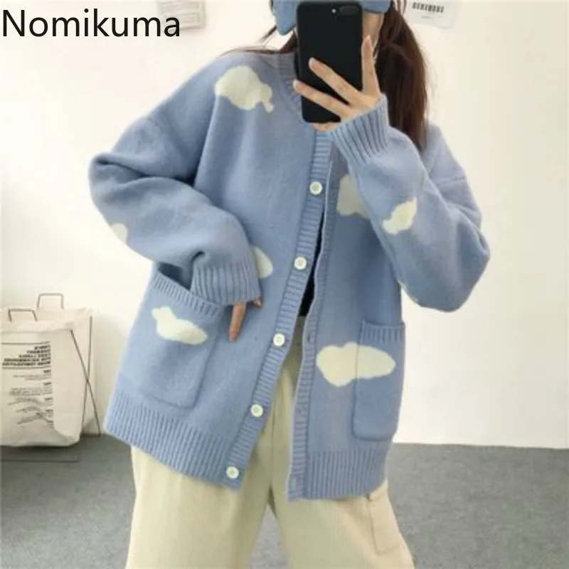 Nomikuma Korean Cloud Sweater Coat 2020 Autumn Long Sleeve Knitted 