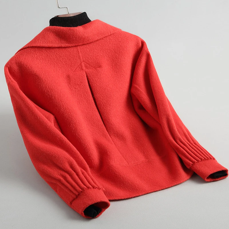 

Winter Casual Women Wool Coat Short 2020 Streetwear Autumn Female Jacket Warm Double-side Wool Coat Outerwear 38415LW383