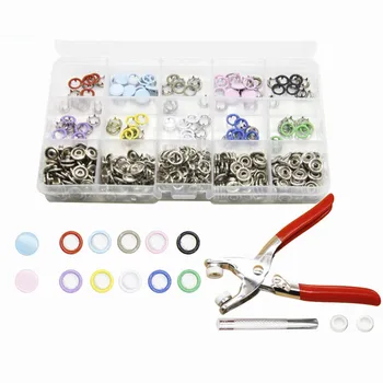 

1Pc Plier Button Tool + 10 Colors 1 Box 9.5mm/10mm Metal Snap Buttons Fasteners Press Studs Buckle Snap+1 Plastic Storage Box