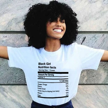 

Black Girl Nutrition Facts T-shirt Women Melanin Shirt Queen Nutrition Facts Shirt Humor Tees Women Summer Tumblr Quotes Tee