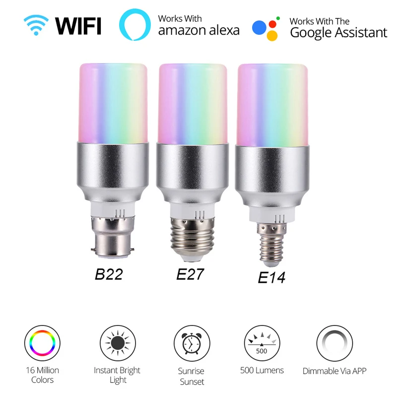 Умная Wi-Fi светильник ПА E27/B22/E14 приглушаемая Беспроводная с дистанционным