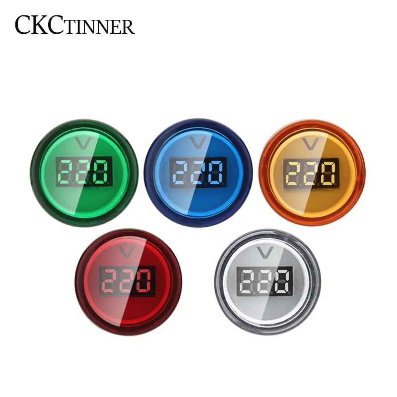 

22mm AD16-22DSV Round Digital Voltmeter AC 60-500V Mini Voltage Meter LED Digital Display Voltmeter Indicator Light Pilot Lamp