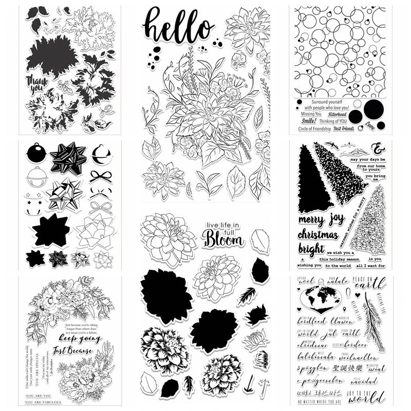 

Christmas Tree Chrysanthemum Floral Clear Transparent Stamp DIY Crafts Card Album Make Scrapbook Stencil 2020 12