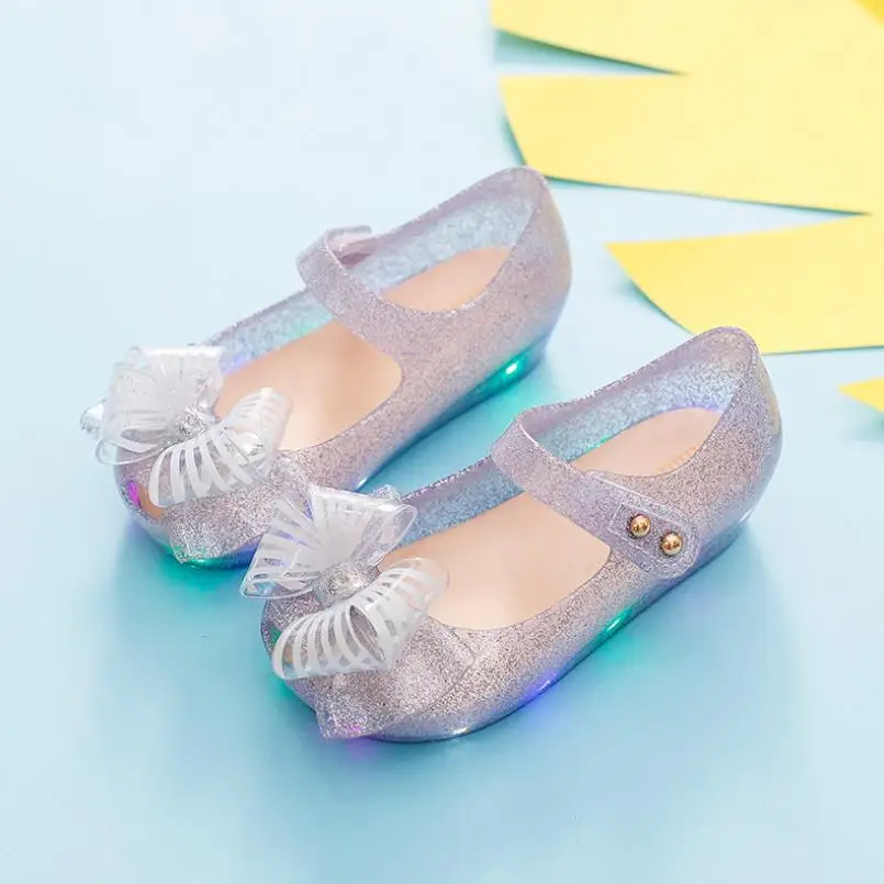 

Mini Melissa Newest Original Girl Jelly Sandals Led Kids Sandals Children Beach Shoes Non-slip Melissa Toddler Shoes
