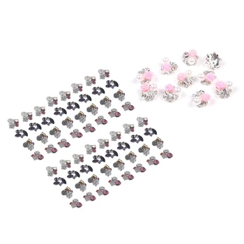 

10 Pieces 3D Nail Art with Rhinestone and Pink Artificial Pearl Slices Glitters DIY Decorations & 40Pcs DIY Metal 3D Nail Art De