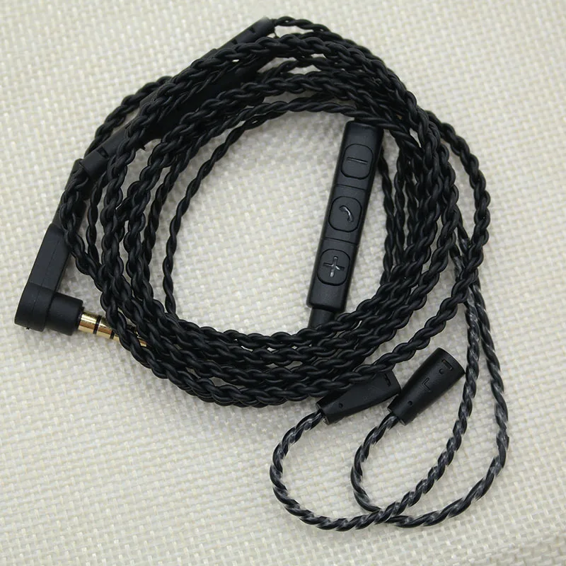 For ie80 with mic 4N Для Shure SE535 SE215 ie8 ie80 обновление MMCX кабели металлические черные Twist наушники кабель HiFi наушники провода для iphone samsung - Цвет: For ie80 with mic 4N