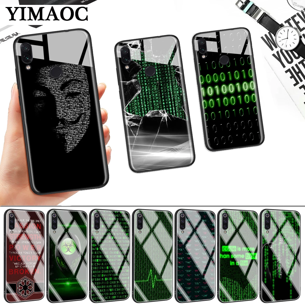 C Code Glass Case for Xiaomi 8 Lite 9 A1 A2 5X 6X F1 Redmi 4X 6A Note 5 6 7 Pro |
