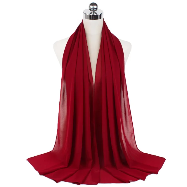High Quality Good Stitching Stitch Plain Premium Heavy Chiffon Hijab Scarf Malaysian Women's Scarves Hijabs Long Shawl Shawls 42