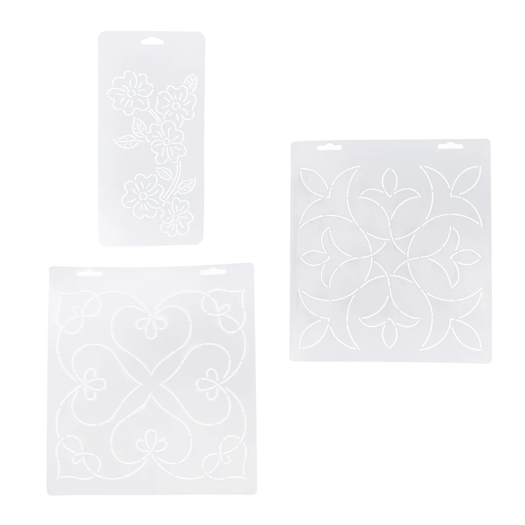 3 Pieces Semi-transparent Stencil Plastic Quilting Template Quilt Patchwork Tool