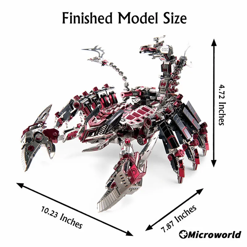 Microworld 3D Metal Animal Puzzle Red Devils Scorpion Model Kits DIY Desktop Decoration Jigsaw Toys Birthdays Gifts For Adults 6