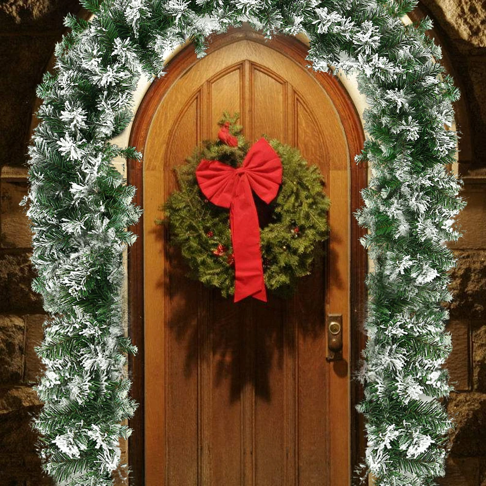 

Christmas Garland Green White Rattan Merry Christmas Decorations for Home Kids Xmas Tree Ornaments Noel 2019 New Year Supplies