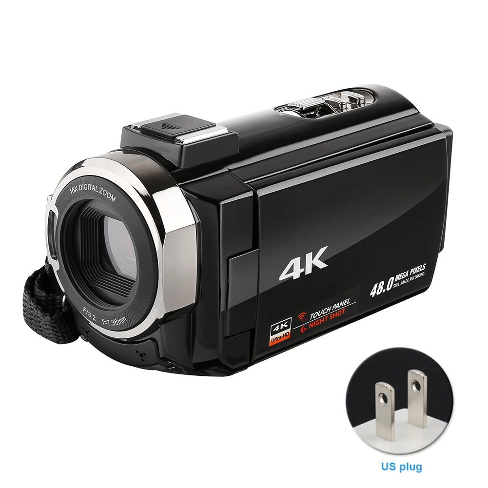 

Rechargeable Ultra HD Video Camera Portable Digital Camcorder 16X Zoom External Microphone Night Vision Recorder LCD Screen WIFI