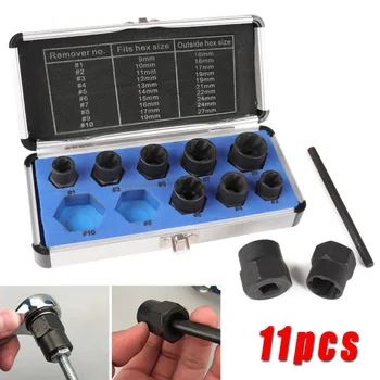 

Replacement Nut Socket 11Pcs Extractor Chrome vanadium steel 9-19mm Set