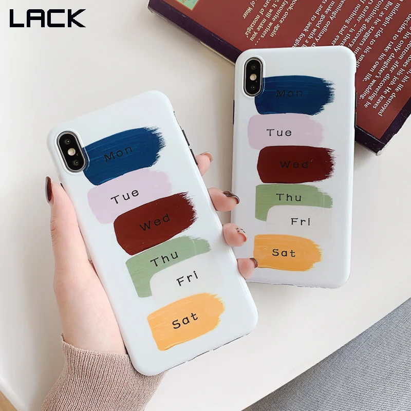 

LACK Colroful Letter Week Phone Case For iphone 11 11Pro Max Cases For iPhone XR XS MAX X 6 6S 7 8 Plus Smooth Soft Back Cover