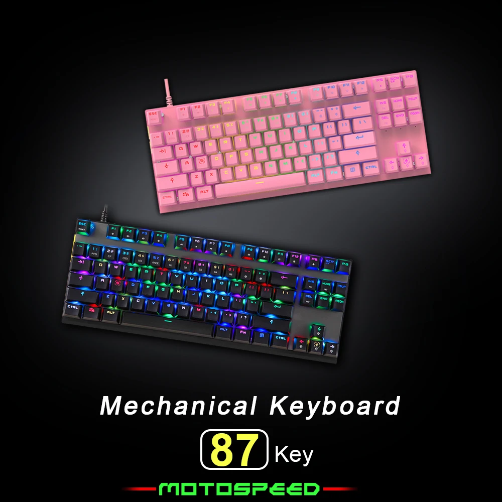 Original Newest Motospeed Gaming Mechanical Keyboard Blue Red switch RGB Backlit Gamer Keyboards 87 Key For Computer Laptop