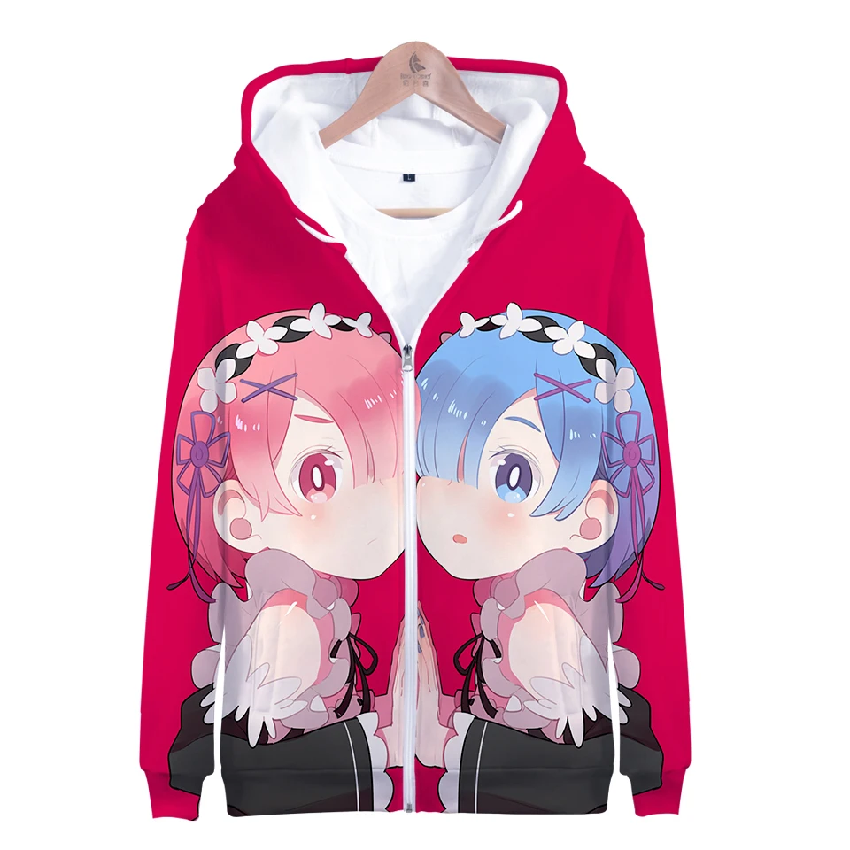 Горячая продажа RE: ZERO 3D новые модные толстовки на молнии повседневные с длинным