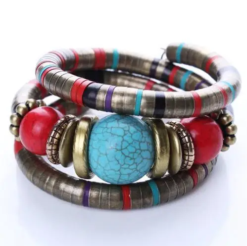 Women  Fashion Bracelet Jewelry Silver Color Faux  Boho Adjust Bangles Charm Chic Beads Bracelets 6