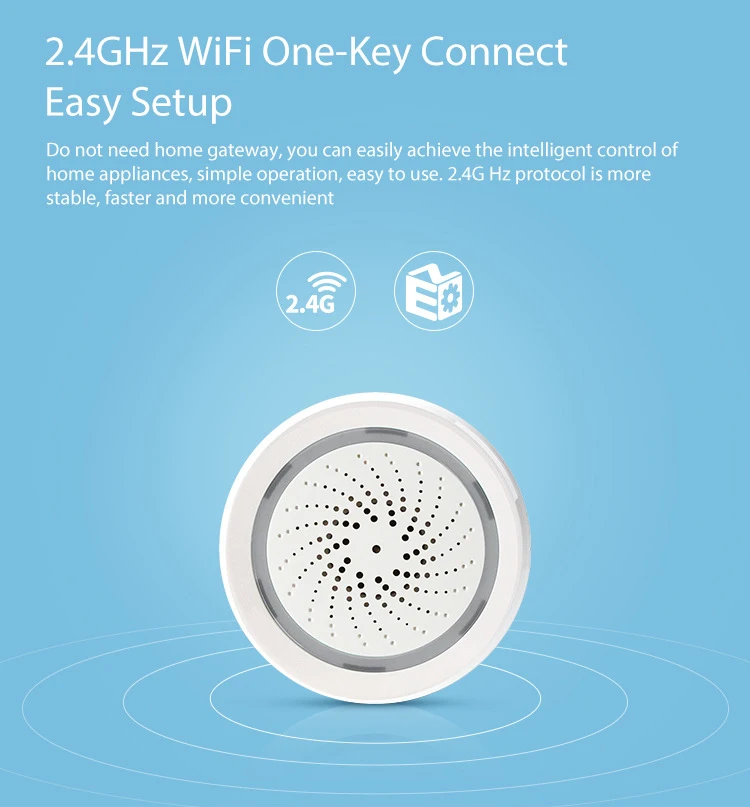 Умный дом безопасности WiFi сирена сигнализация с датчиком температуры и влажности приложение дистанционное управление Alexa Google Home Совместимость
