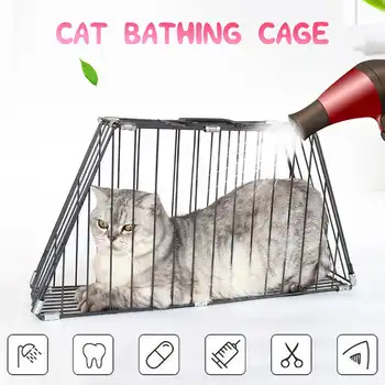 

Pet Puppy Bathing Cage Pet Washing Shower Catt Hair Dryer Anti-Grab Cage Multi-Functional Double Door Visible Injection Cage