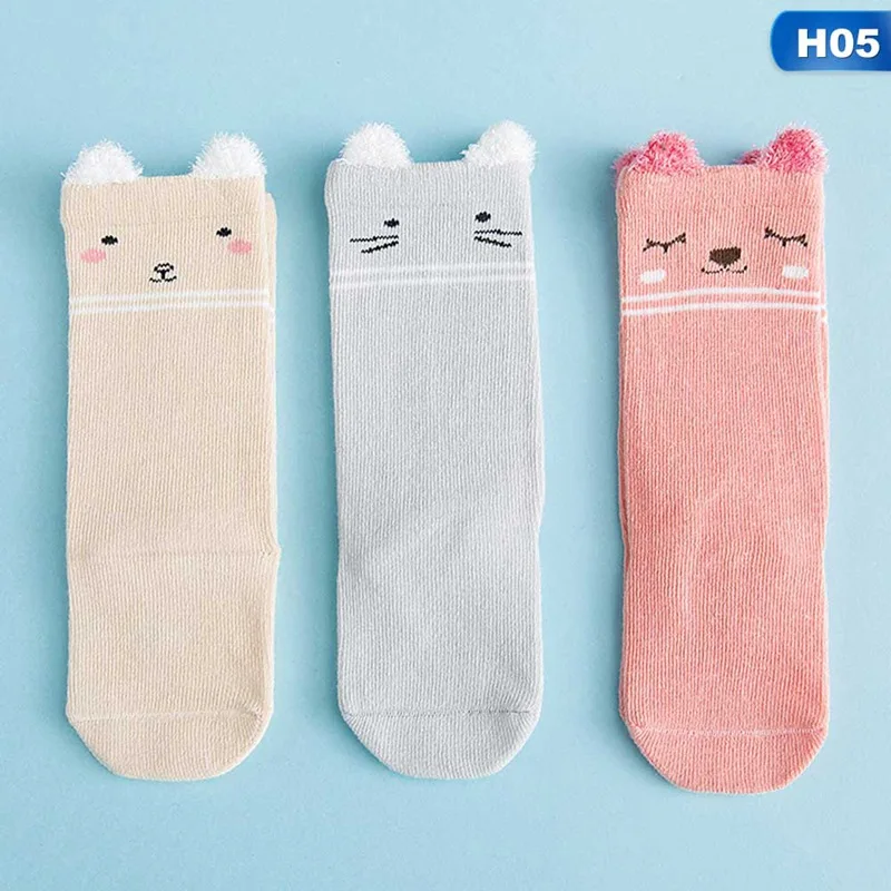H05 3 пар/упак. Детские Гольфы для маленьких детей милые толстовки с рисунком из мультфильмов для девочек и мальчиков, гольфы осень-зима анти-скольжения; гетры; носки; для От 0 до 3 лет - Цвет: H05